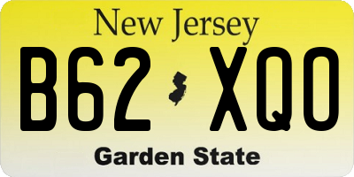 NJ license plate B62XQO