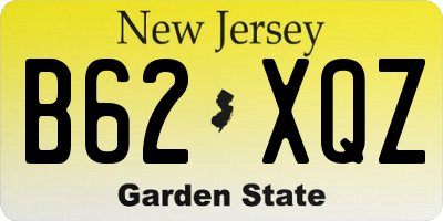 NJ license plate B62XQZ