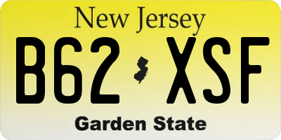 NJ license plate B62XSF