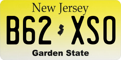 NJ license plate B62XSO