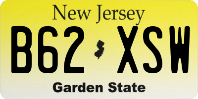 NJ license plate B62XSW