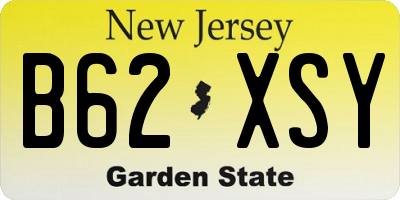 NJ license plate B62XSY
