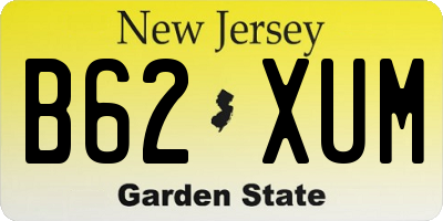 NJ license plate B62XUM