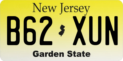 NJ license plate B62XUN