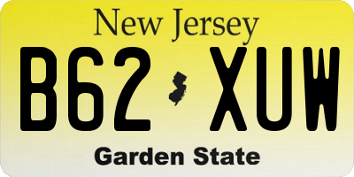 NJ license plate B62XUW