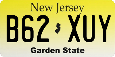 NJ license plate B62XUY