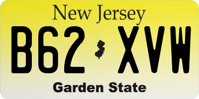 NJ license plate B62XVW