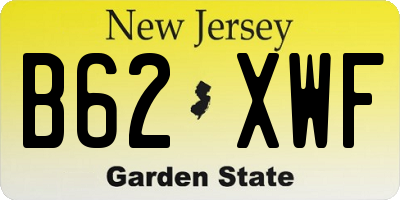NJ license plate B62XWF