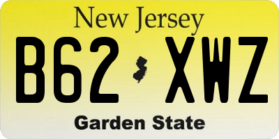 NJ license plate B62XWZ