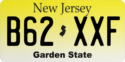 NJ license plate B62XXF