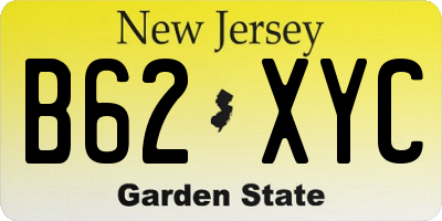 NJ license plate B62XYC