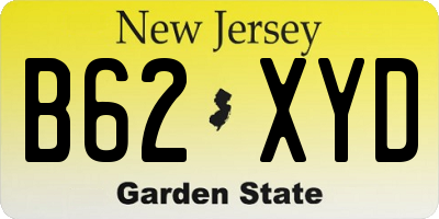 NJ license plate B62XYD