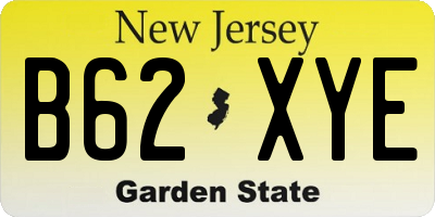 NJ license plate B62XYE