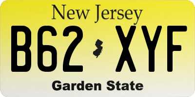 NJ license plate B62XYF