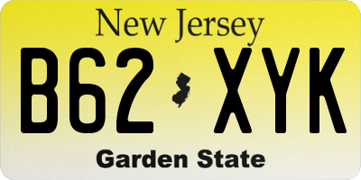 NJ license plate B62XYK
