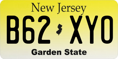 NJ license plate B62XYO