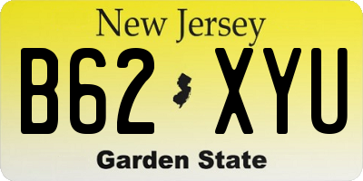 NJ license plate B62XYU