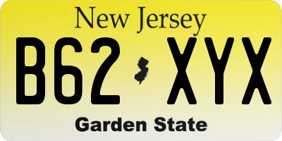 NJ license plate B62XYX
