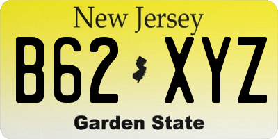 NJ license plate B62XYZ