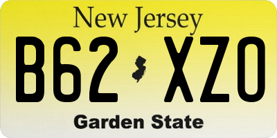 NJ license plate B62XZO