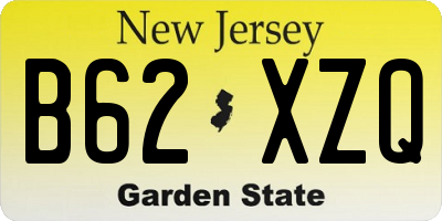 NJ license plate B62XZQ