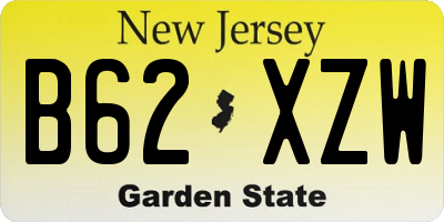 NJ license plate B62XZW