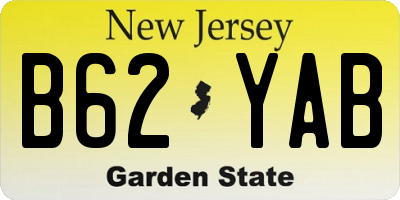 NJ license plate B62YAB