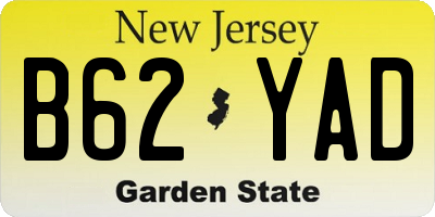 NJ license plate B62YAD