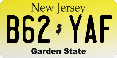 NJ license plate B62YAF
