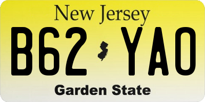 NJ license plate B62YAO