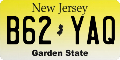 NJ license plate B62YAQ