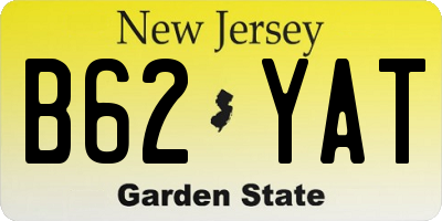 NJ license plate B62YAT
