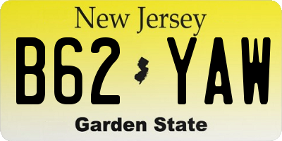 NJ license plate B62YAW