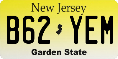 NJ license plate B62YEM