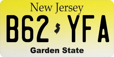 NJ license plate B62YFA