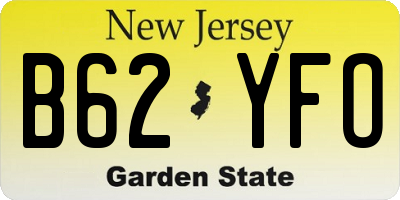 NJ license plate B62YFO