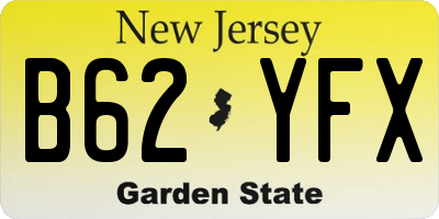 NJ license plate B62YFX