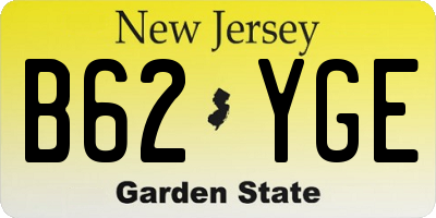 NJ license plate B62YGE