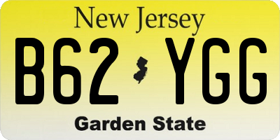 NJ license plate B62YGG