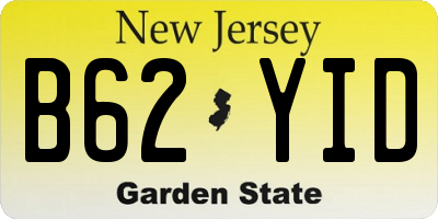 NJ license plate B62YID
