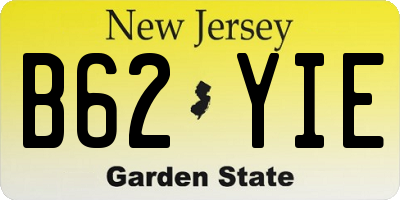 NJ license plate B62YIE