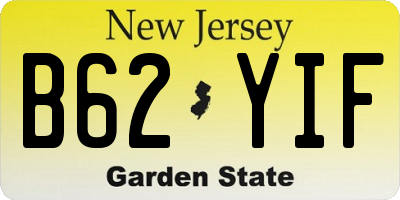 NJ license plate B62YIF