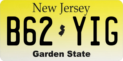 NJ license plate B62YIG