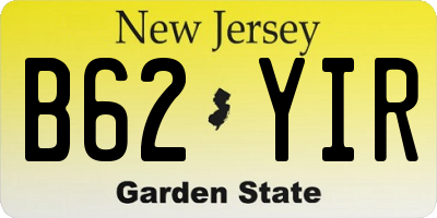 NJ license plate B62YIR
