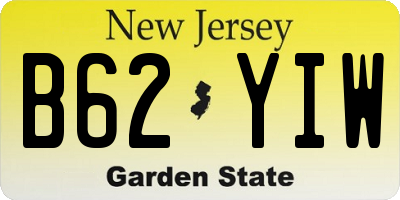 NJ license plate B62YIW