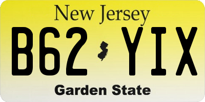 NJ license plate B62YIX