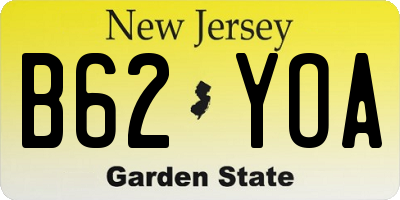 NJ license plate B62YOA