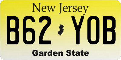 NJ license plate B62YOB