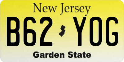 NJ license plate B62YOG