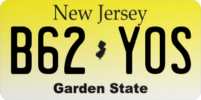 NJ license plate B62YOS